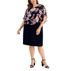 Connected Plus Size Printed Popover Sheath Dress